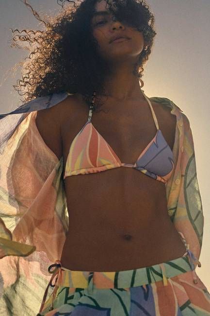 Gia Triangle Top - Retro Jungle Crepe Texture