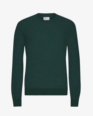 Light Merino Wool Crew - Emerald Green