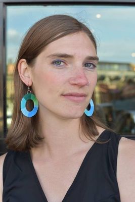 Colorful Round Hoop Earrings - Upcycled Perler Beads by Constance Wilde