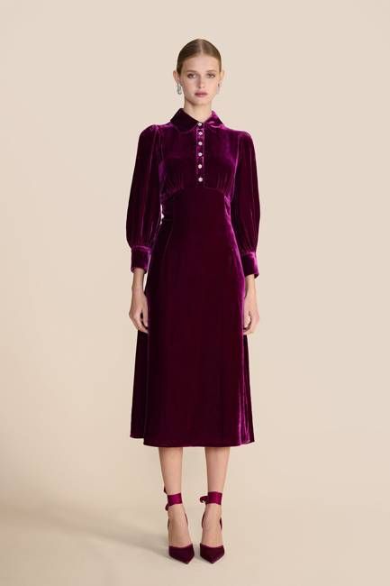 Calla Berry Velvet Dress