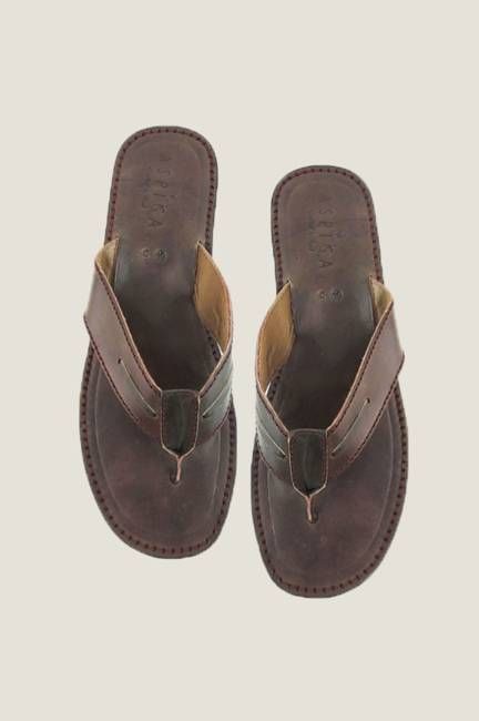 Men's Leather Flip Flop | Coffee