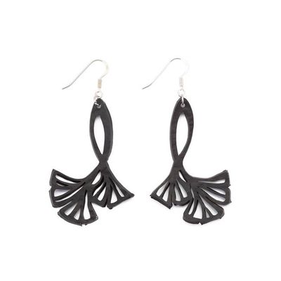 Fan Leaf Recycle Rubber Clover Earrings