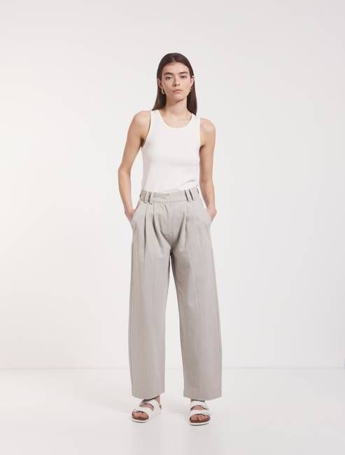 Apollo Cotton Linen Blend Loose Pant in Stone