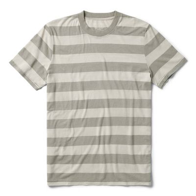 The Cotton Hemp Tee in Natural and Sagebrush Stripe