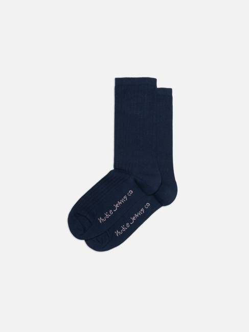 Women Cotton Ribbed Socks Dark Blue one size | Nudie Jeans
