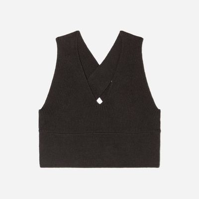 The Cross-Back Cropped Sweater Top | Black