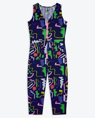 Miss Pompom Navy Scribble Sunny Days Jumpsuit