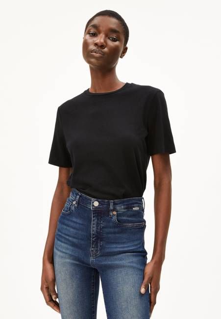 LUALAA LINEN BLEND T-SHIRT | black