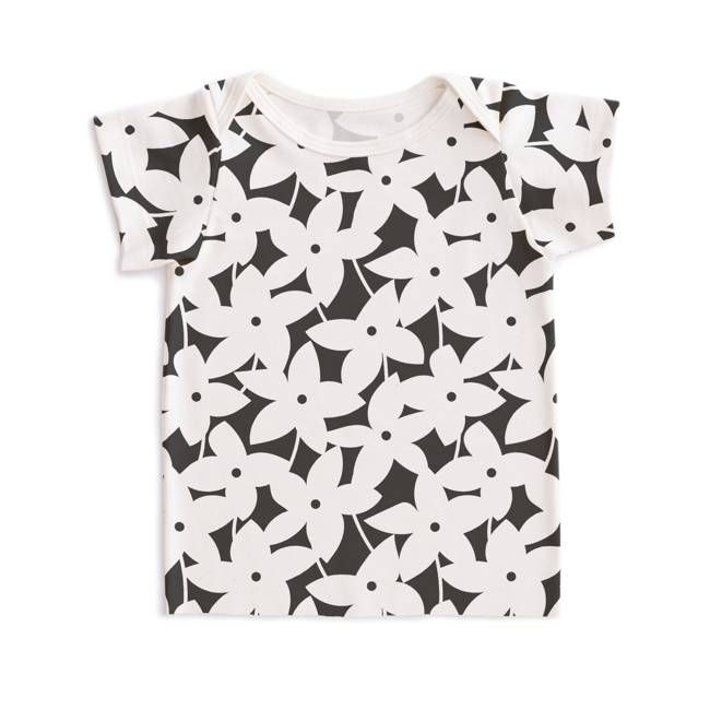 Short-Sleeve Lap Tee - Pinwheel Flowers Charcoal