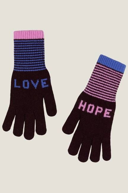 QUINTON CHADWICK Love Hope Fingerless Gloves | Navy/Pink
