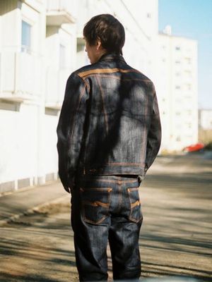 Conny Denim Jacket Dry Streaky slim fit jacket | Nudie Jeans