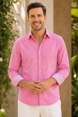 Einfarbiges Herrenhemd aus Bio-Baumwolle | Rosa