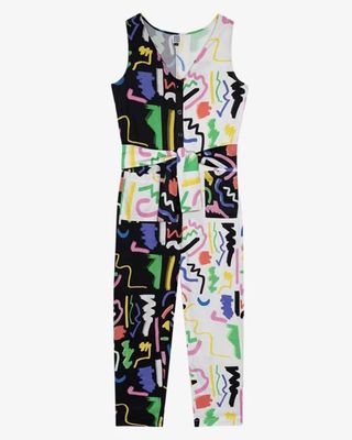 Miss Pompom Black & White Scribble Sunny Days Jumpsuit