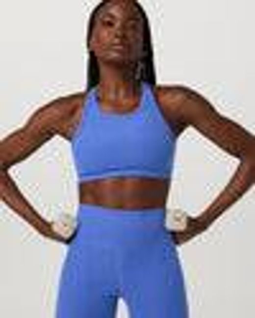 Elevation Racer Bra | Women's Bright Iris Heather Sports Bra | Vuori