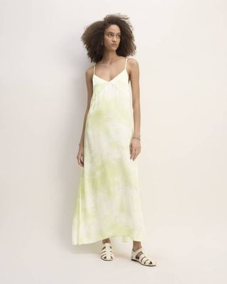 The Everlane x Marques' Almeida Satin Tie-Dye Dress | Seafoam Tie-Dye
