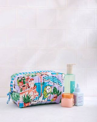Mediterranean Meow - Quilted Pouch - Lilac & Lime