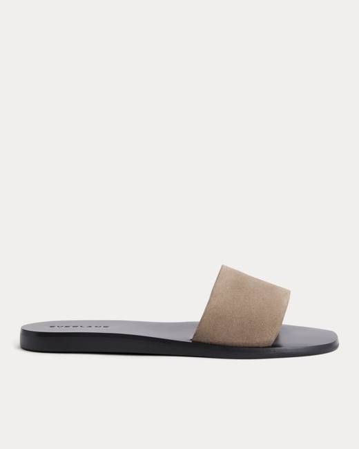 Everlane Suede Slide Sandal — Almond Buff Suede