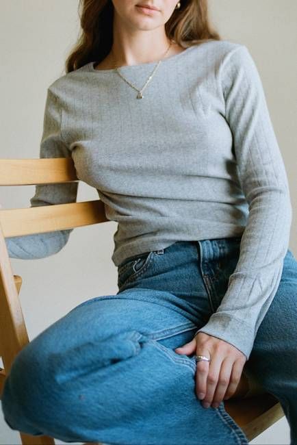 Heather Pointelle Long Sleeve