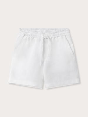 Kids White Joulter Linen Shorts