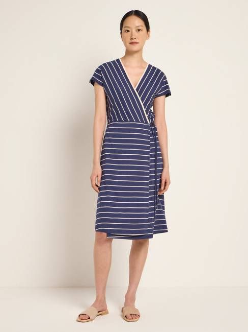 Wrap dress with stripes (GOTS)