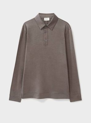 ZQ Merino Oatmeal Super 120s Stretch Long Sleeve Polo Shirt