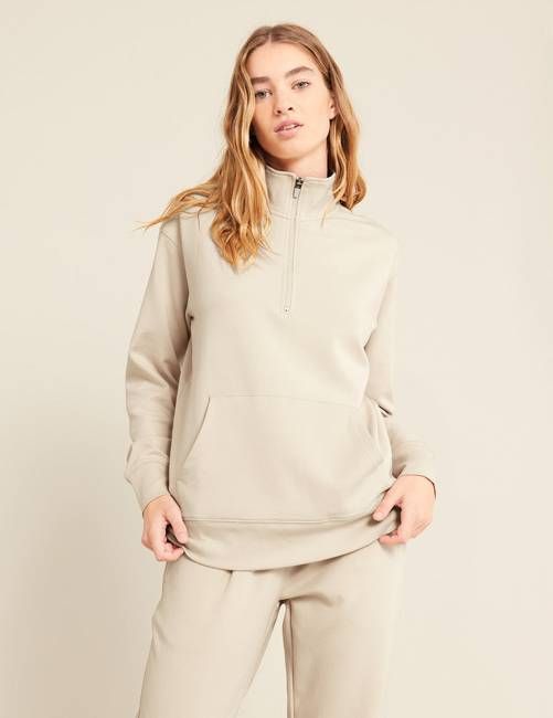 Unisex Quarter Zip Sweater - Sand
