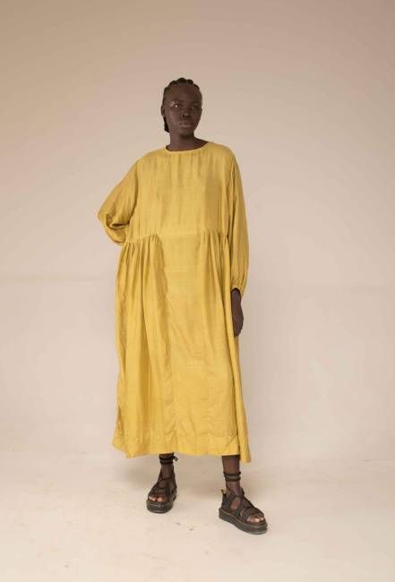 Balloon dress - chartreuse