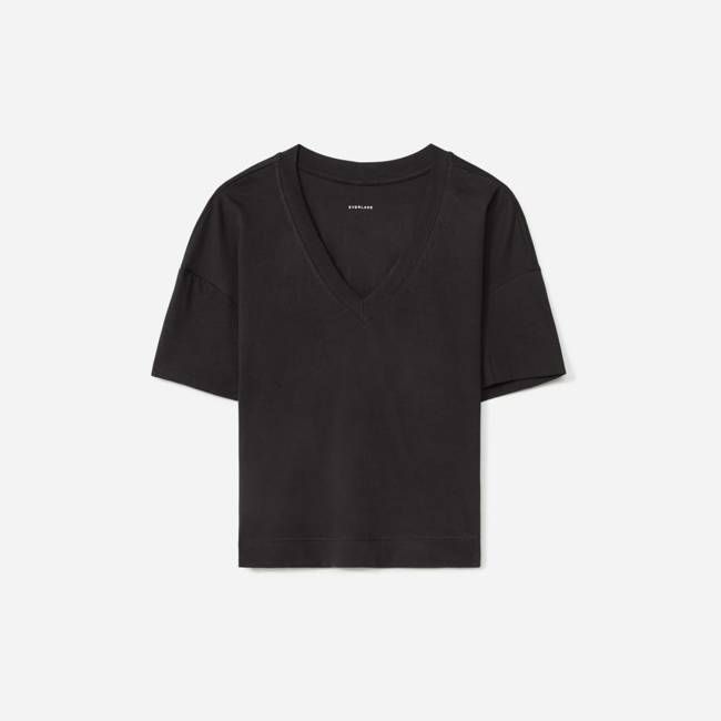 The Organic Cotton Slouchy V-Neck | Black