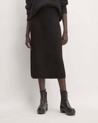 The Organic Cotton Sweater Midi Skirt | Black