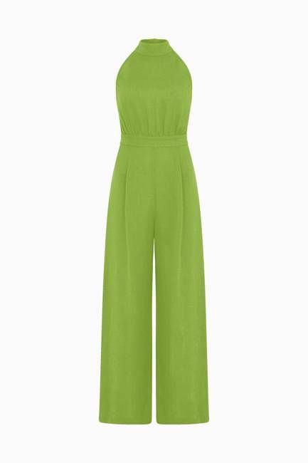 The Sofia Halterneck Jumpsuit in apple green