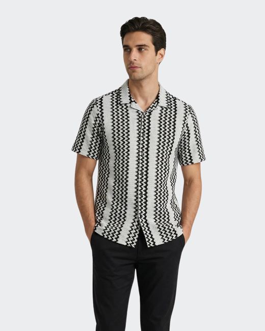 White Crochet Camp Shirt