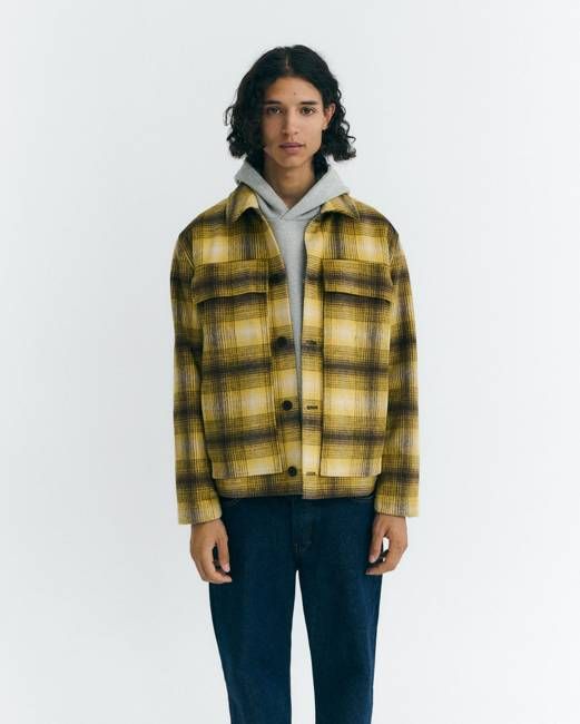 Yellow checkered wool Omar overshirt