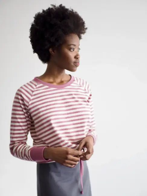 luna cosy top / fig stripe — Noctu