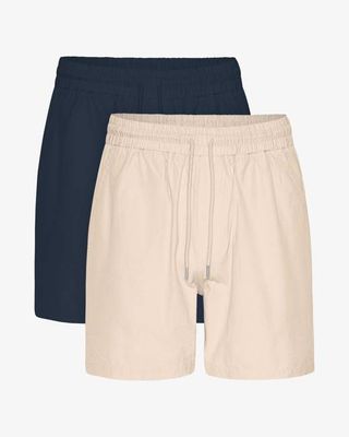 Organic Twill Shorts - Navy Blue & Ivory White (2-Pack)