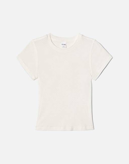 90s Baby Tee - Vintage White Honeycomb