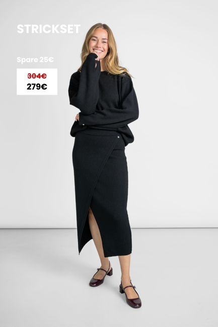 Strickset aus Pullover & Rock schwarz