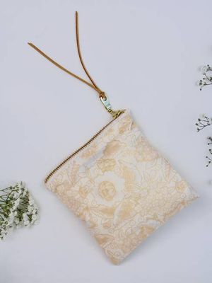 Golden Flowers Square Zip Pouch