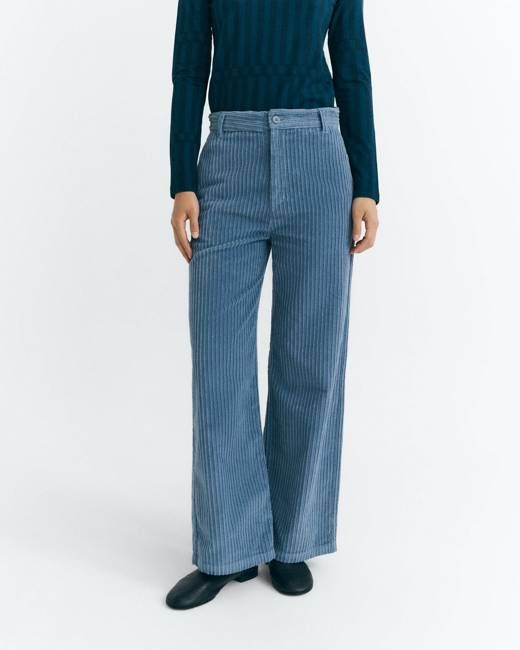 Blue high rise corduroy Karina pants