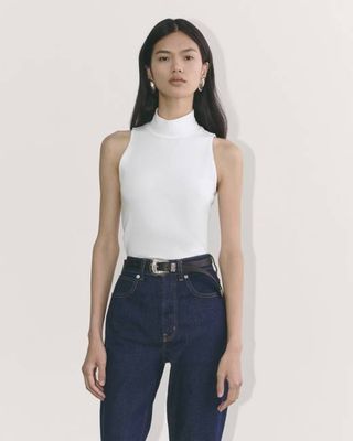 The Form Mock-Neck Tank | White