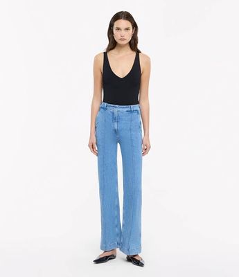 High Waisted Denim Trouser | Light Blue Wash