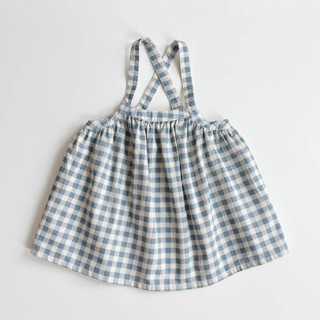 Eloise Pinafore, Gingham Print, Azul, Size 5