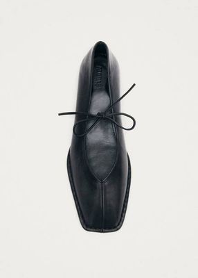 Sway Vintage Effect Black Leather Ballet Flats