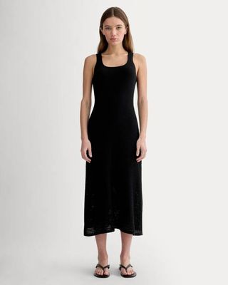 The Crochet Knit Tank Dress | Black