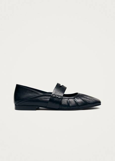 Bargo Black Leather Ballet Flats