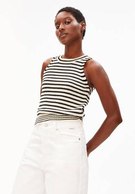 STRIPE KNIT TOP | undyed-black