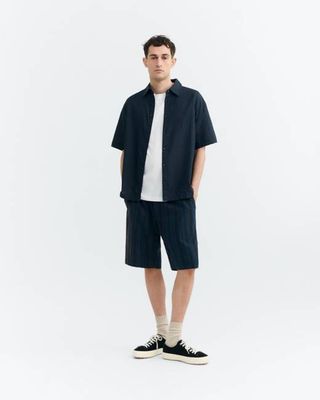 Gasper navy striped Bermuda shorts
