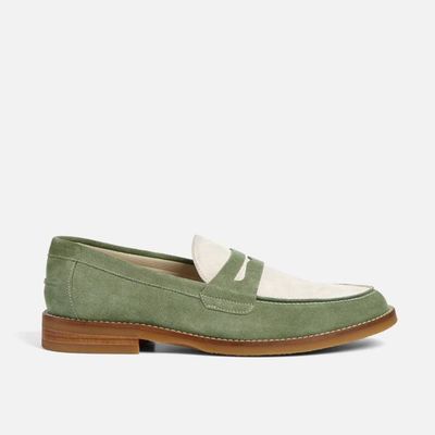 Wilde Sage + White Suede Penny Loafer - Men's