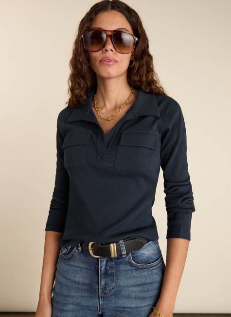 Allie Organic Cotton Rib Collar Top