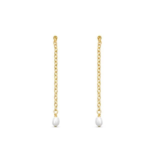 Iris Long Pearl Drop Earrings