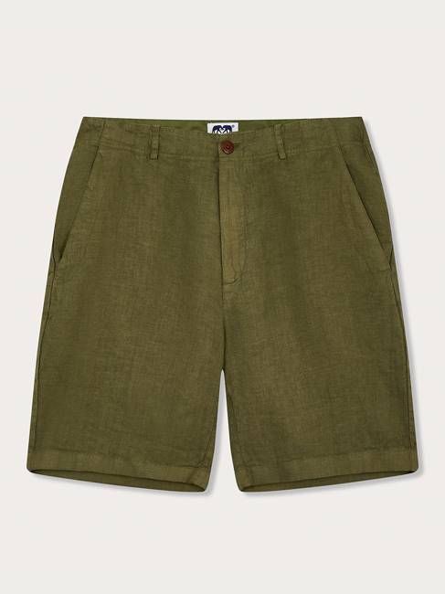 Men's Olive Green Burrow Linen Shorts